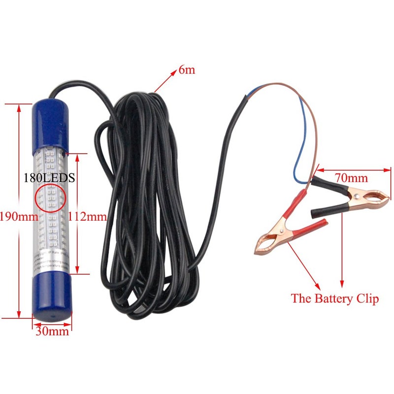 Shaddock Fishing ضوء صيد تحت الماء LED ضوء الحبار والروبيان 12V-24V 8W 1000 لومن ضوء سمك غاطس لمرسى ضوء كراپي فائق السطوع ضوء طعم ضوء زينة للقارب مع سلك بطول 6.6 ياردة لصيد السمك ليلاً - Image 3